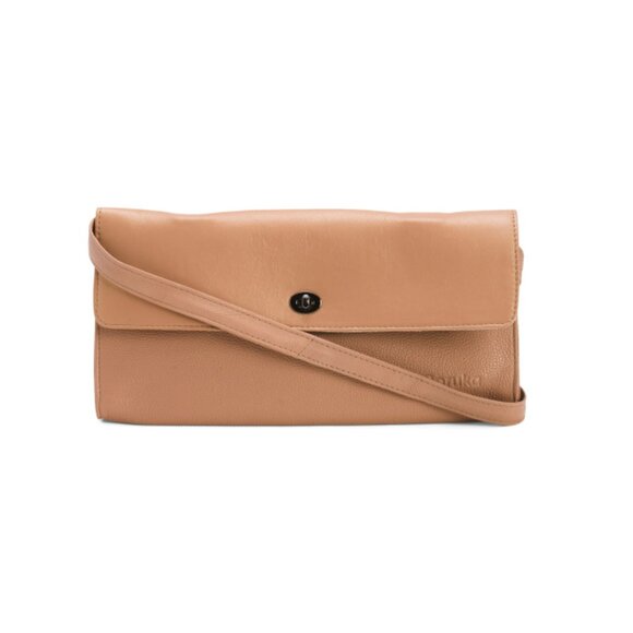 SORUKA Rose Gold Leather Julie Metallic Clutch